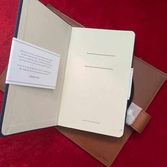 NEW - SHINOLA PREMIUM LEATHER MEDIUM JOURNAL COVER & NOTEBOOK - BRITISH TAN - Picture 4 of 8